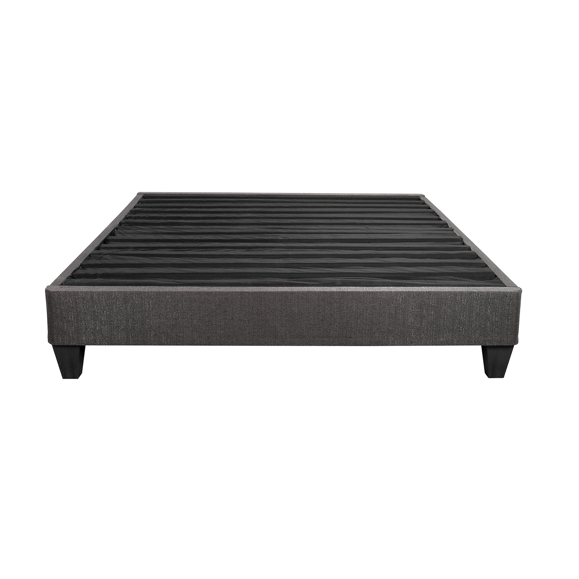 Contemporary 14 in. Platform Mattress Foundation, Twin Size Upholstered Bed Frame Base, Dark Gray
