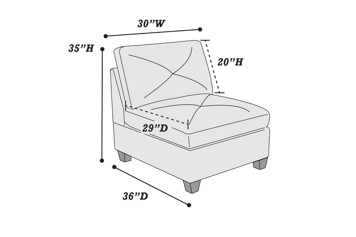 Contemporary Genuine Leather 1pc Armless Chair Ink Blue Color Tufted Seat Living Room Furniture