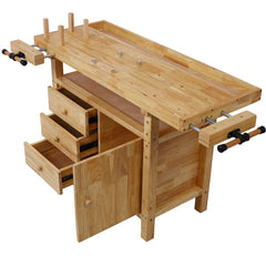 Wood Workbench - Wooden Workbench for Garage Workshop and Home, with Bar Clamps Set 20 inch x 4-3/4 inch Throat,Pack of 2