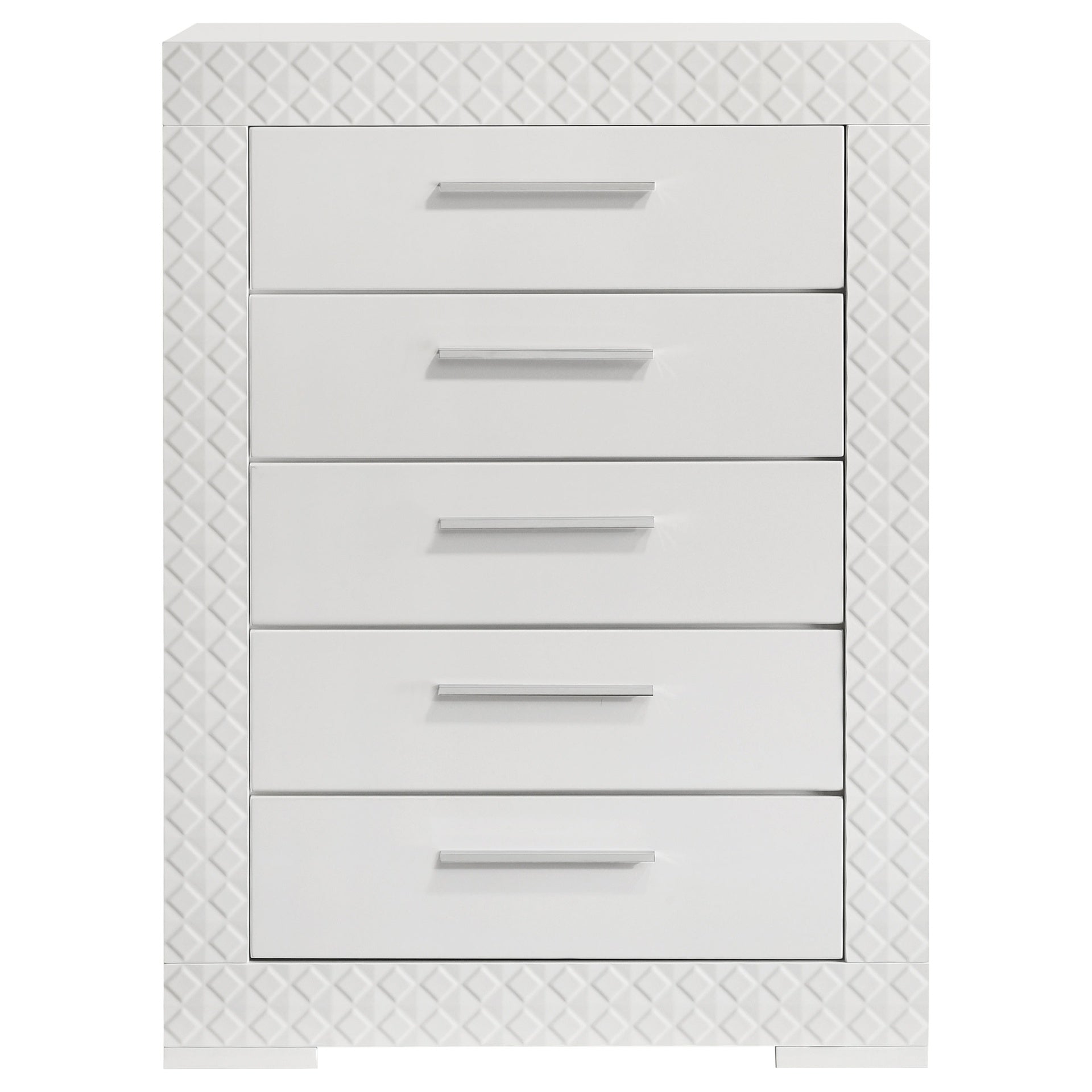 Pierce White High Gloss 5-drawer Bedroom Chest