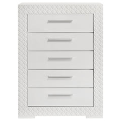 Pierce White High Gloss 5-drawer Bedroom Chest