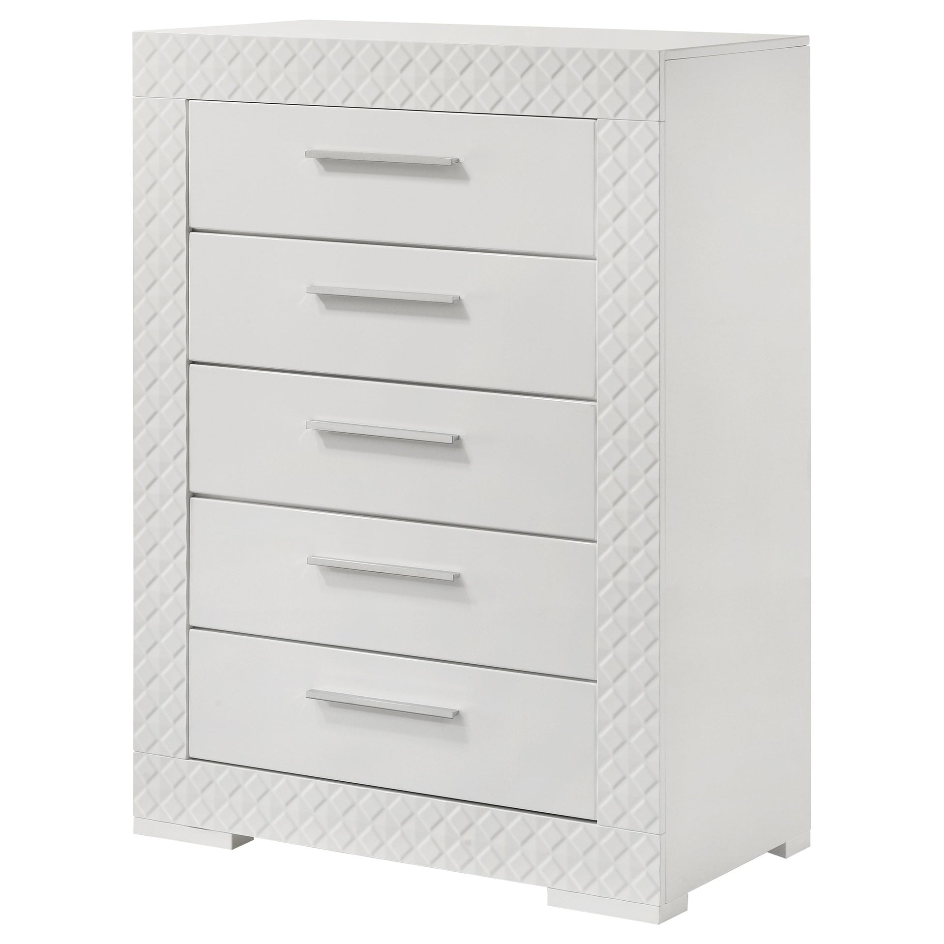 Pierce White High Gloss 5-drawer Bedroom Chest