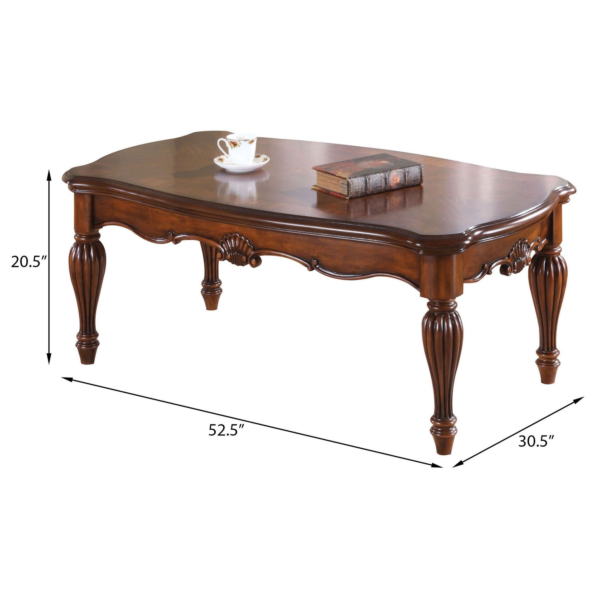 Cherry Rectangle Coffee Table with Turned Legs