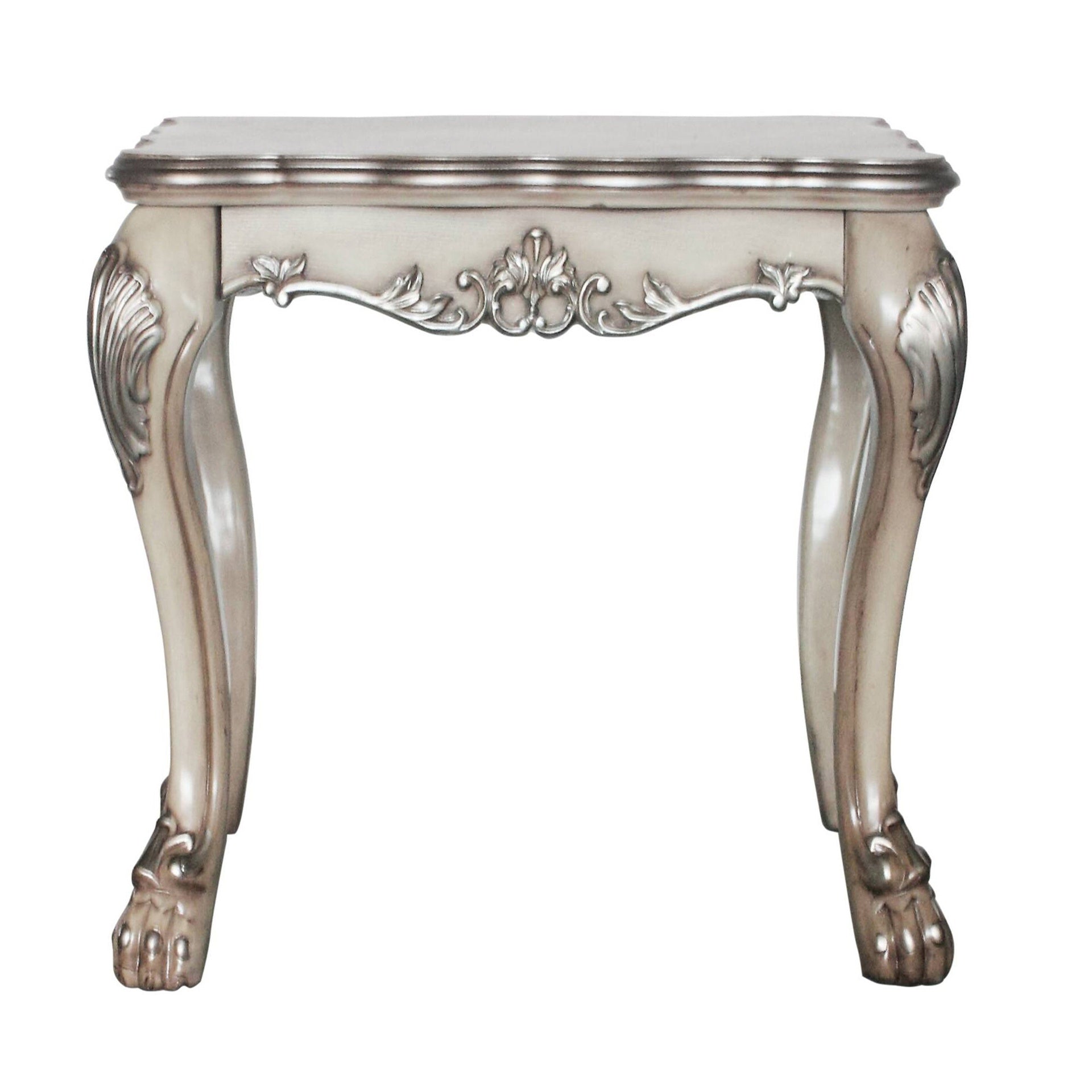 Vintage Bone White Square End Table