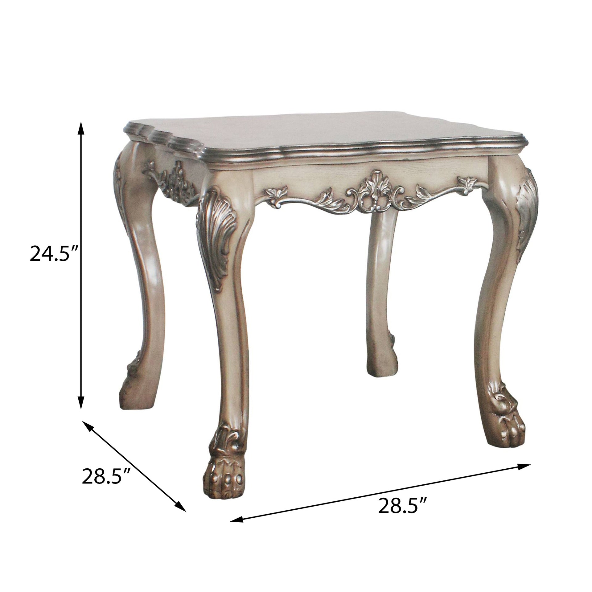 Vintage Bone White Square End Table