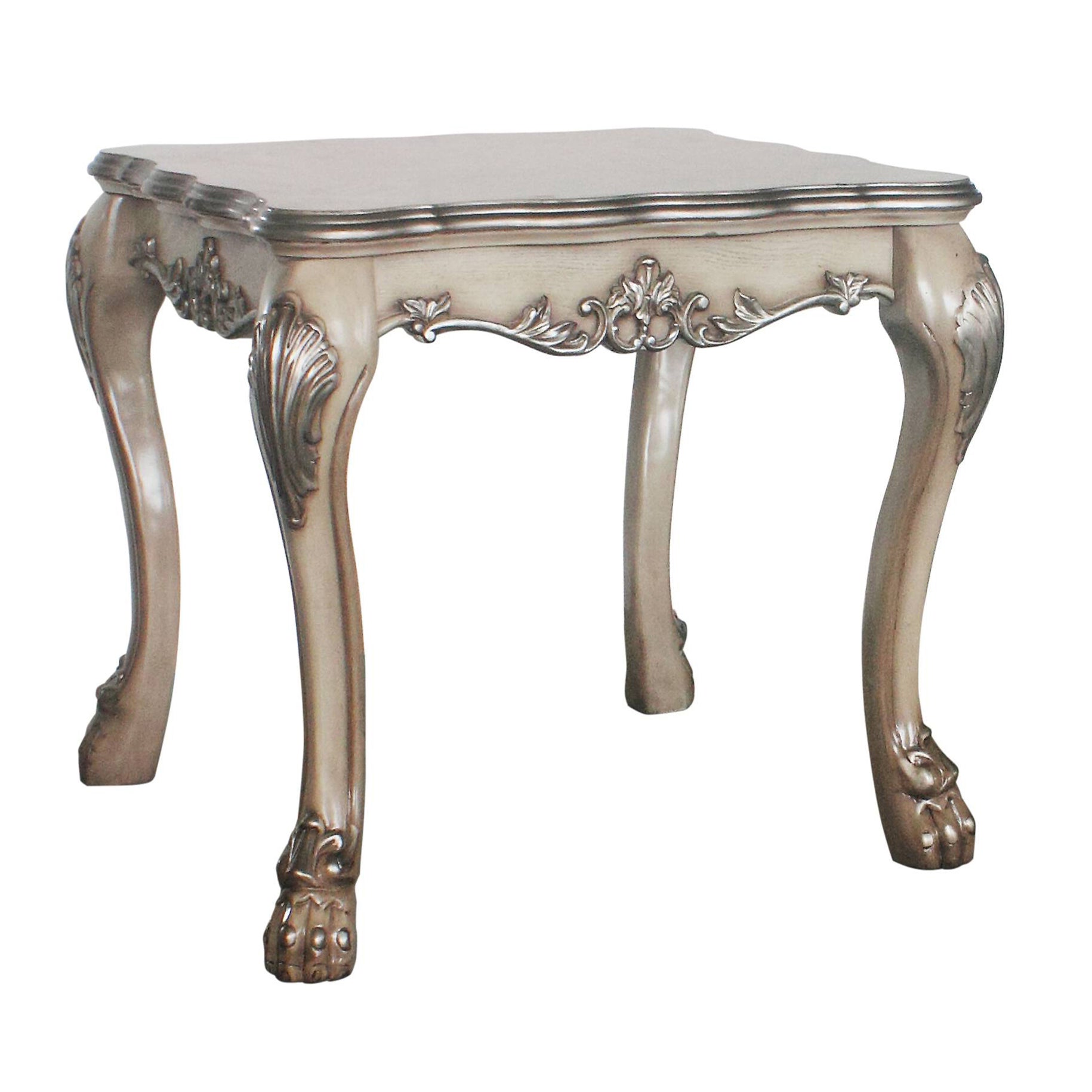 Vintage Bone White Square End Table