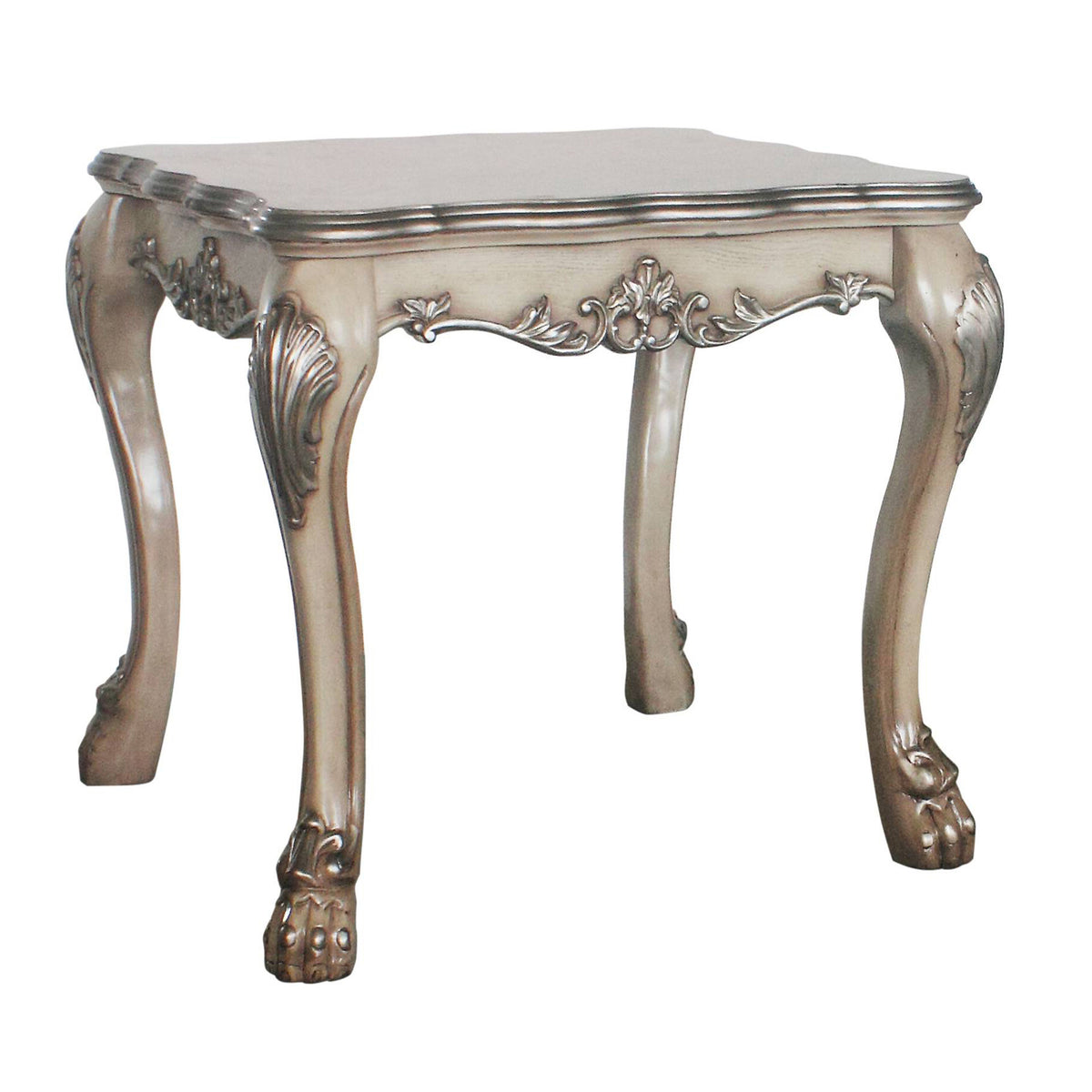 Vintage Bone White Square End Table