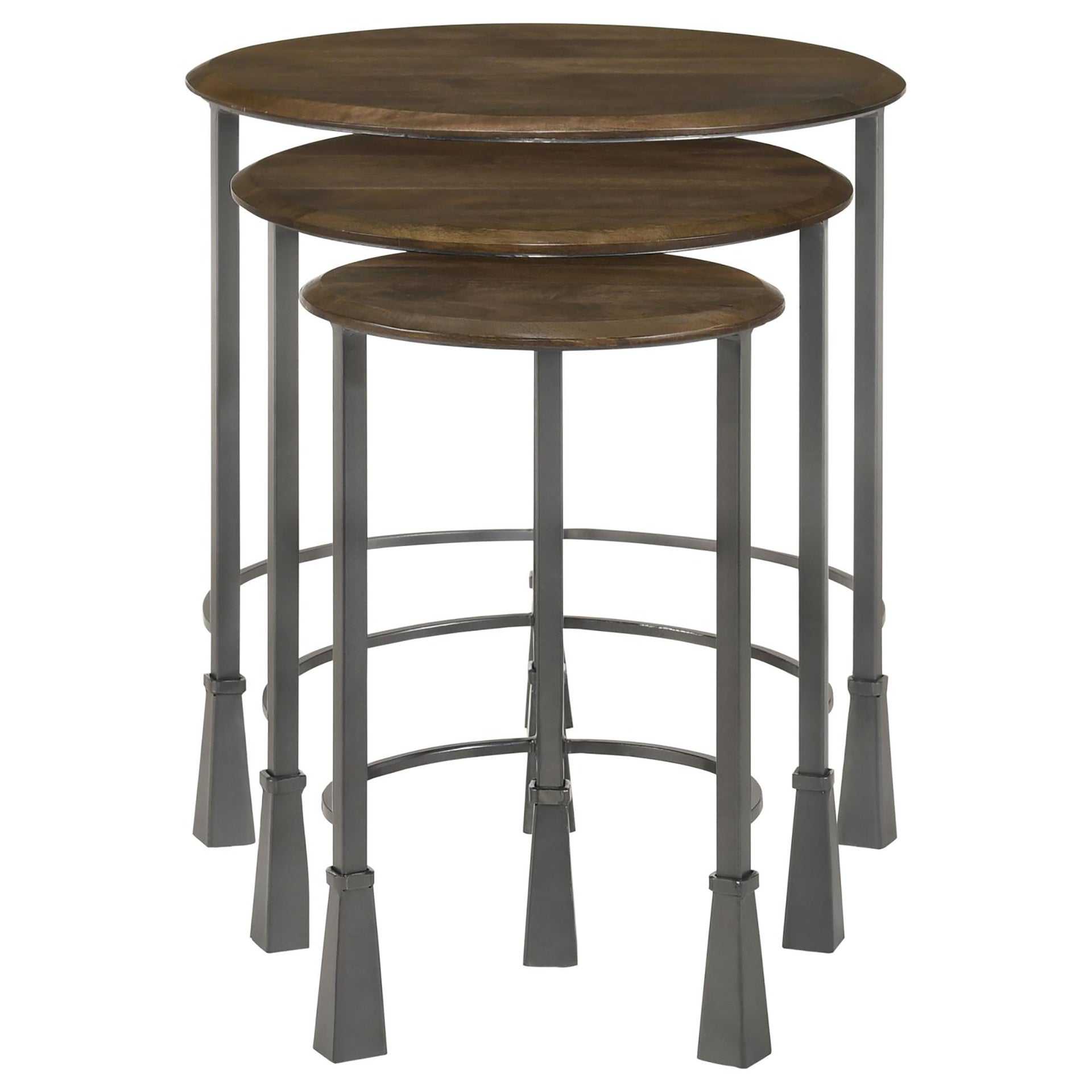 Natural and Gunmetal 3-Piece Nesting Table