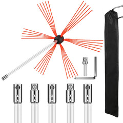 Chimney Sweep Kit 20FT Length, Chimney Brush Kit with 6 Nylon Flexible Rods, Rotary Chimney Cleaning Kit Driven by Drill, Chimney Cleaning Tool Kits for Sweeping Fireplace Flue