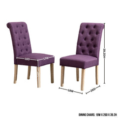 Banff 5-piece Dining Set, Cross-Buck Round Table with 4 Tufted Chairs, Purple