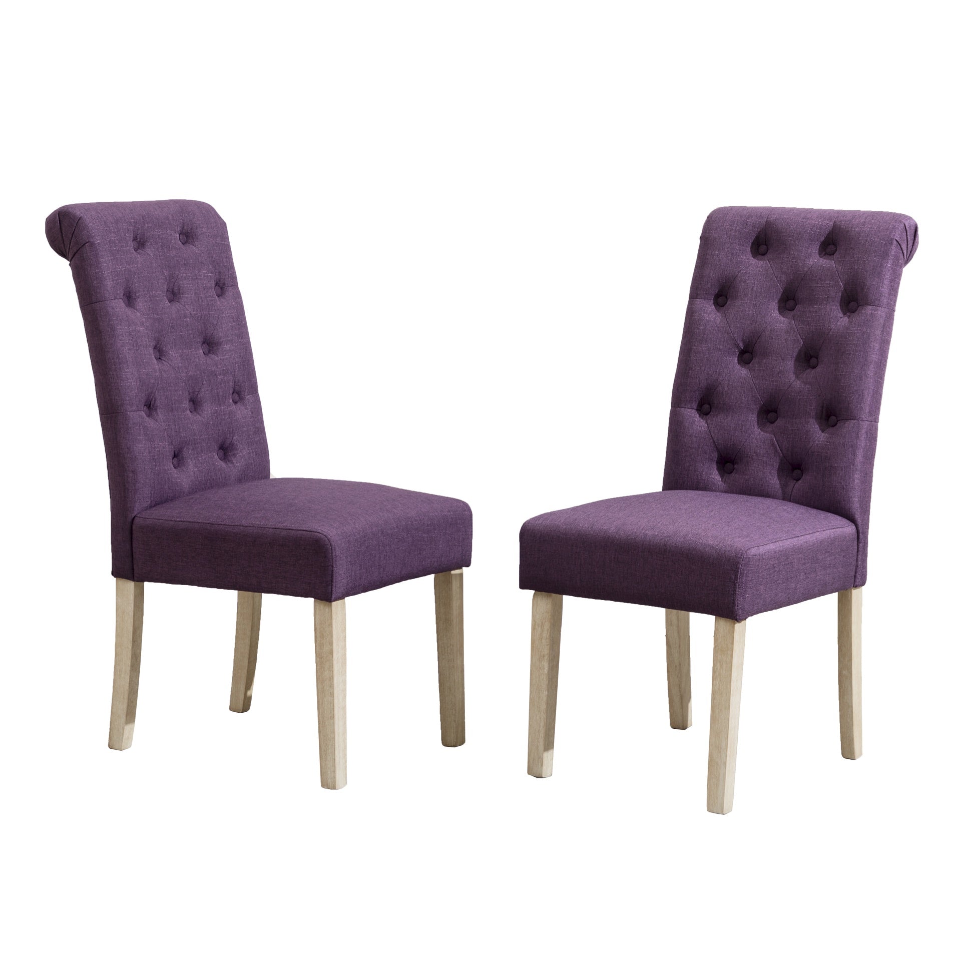 Banff 5-piece Dining Set, Cross-Buck Round Table with 4 Tufted Chairs, Purple