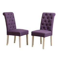 Banff 5-piece Dining Set, Cross-Buck Round Table with 4 Tufted Chairs, Purple