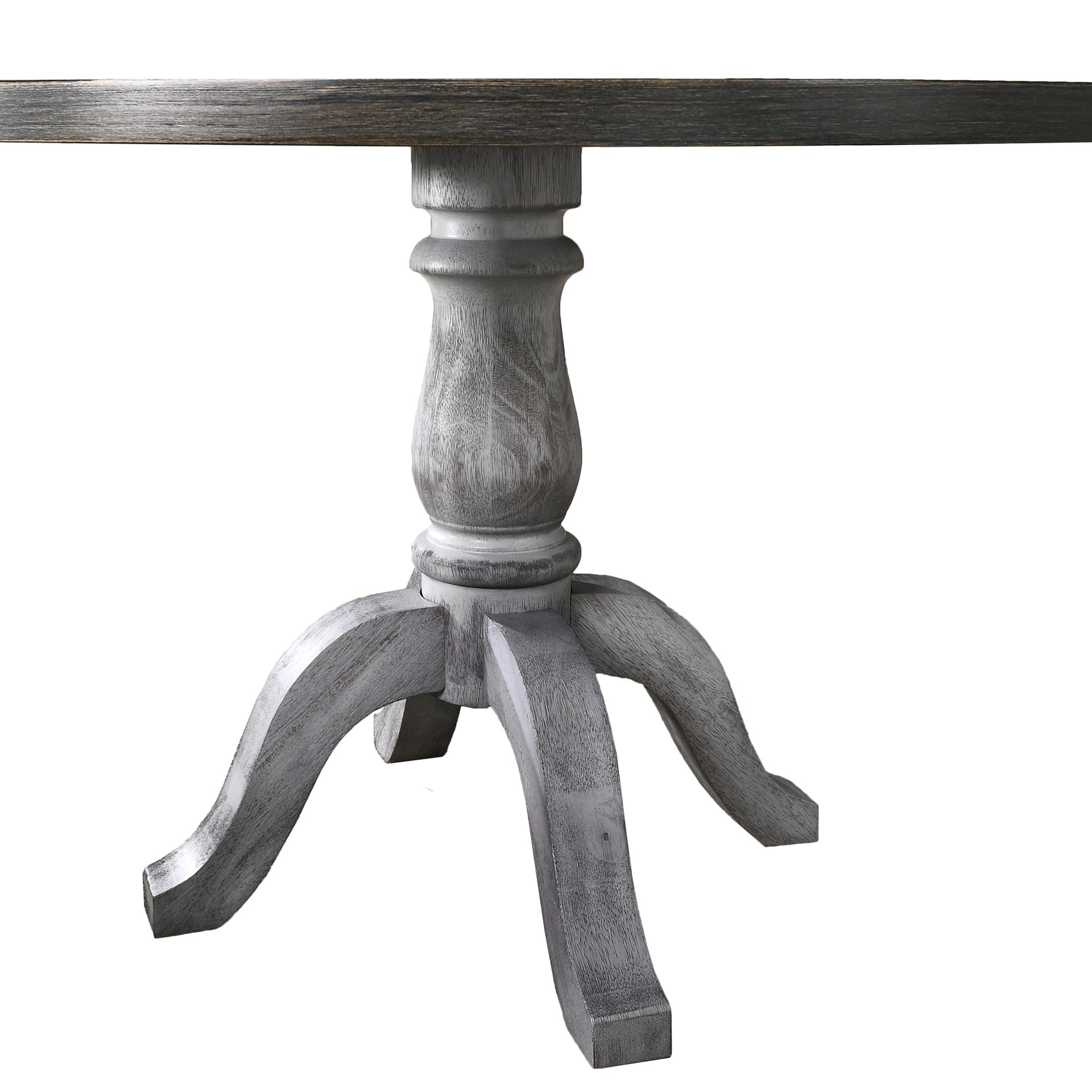 Iris 5-Piece Dining Set, Round Pedestal Table with 4 Chairs, Weathered White and Gray