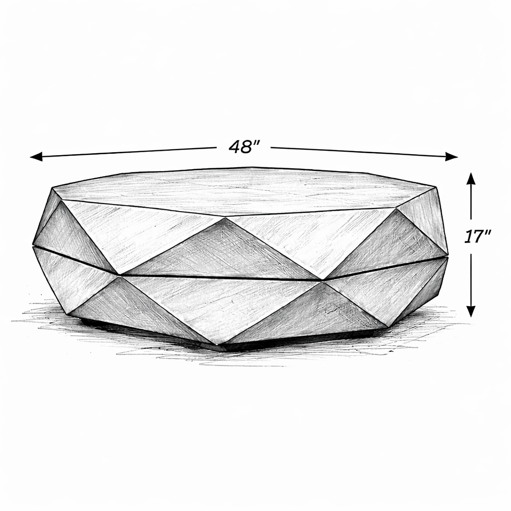 Diamond Shape Solid Wood Lift Top Coffee Table