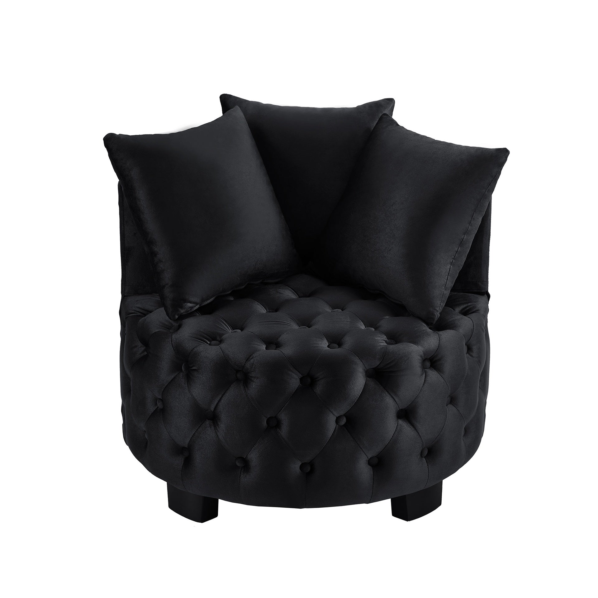 Contemporary Upholstered Tufted Leisure Chair Accent Chair,Black