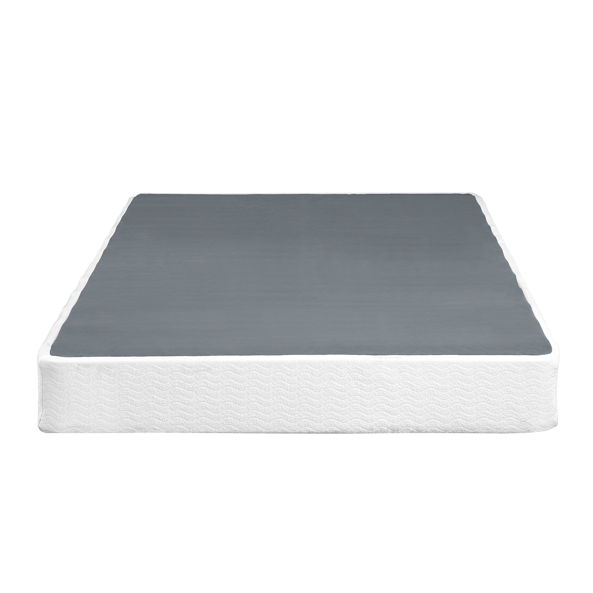 Eastern King Mattress Foundation 1pc Black Metal Frame with Textured Fabric Cover