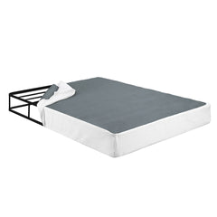 Eastern King Mattress Foundation 1pc Black Metal Frame with Textured Fabric Cover
