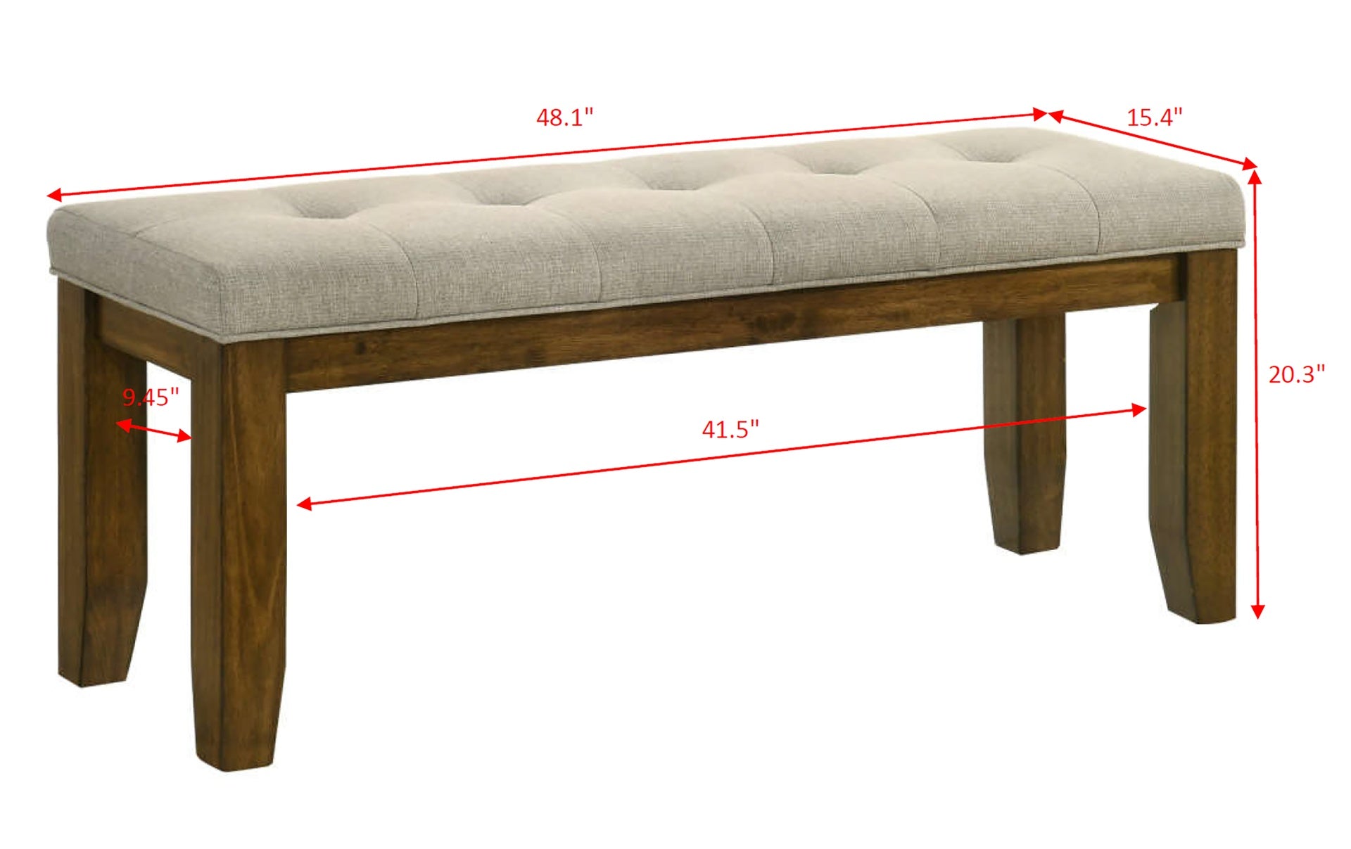 1pc Tailored Bench Tufted Upholstered Soft Neutral Fabric Luxurious Comfort Modern Wooden Dining Room Furniture
