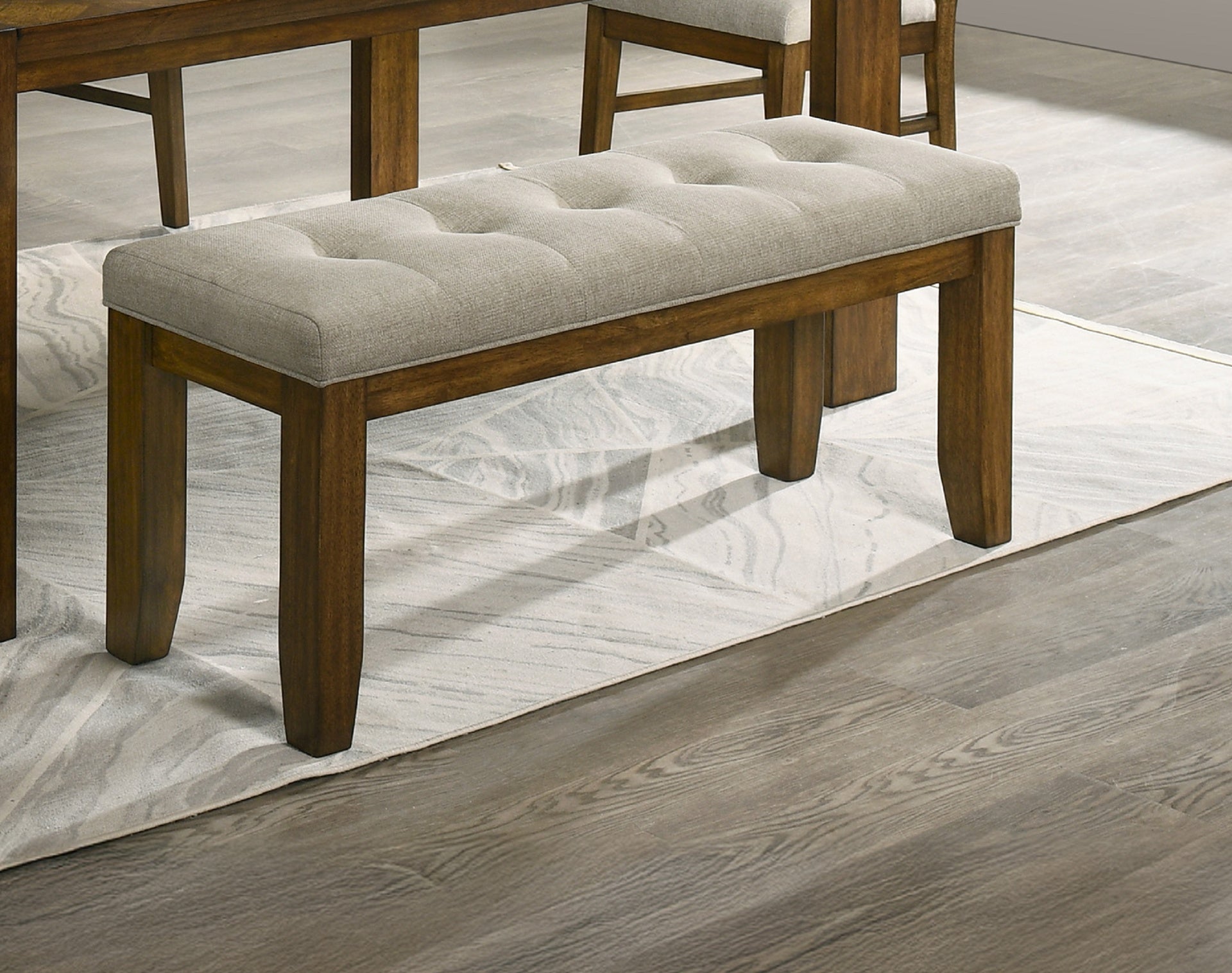 1pc Tailored Bench Tufted Upholstered Soft Neutral Fabric Luxurious Comfort Modern Wooden Dining Room Furniture