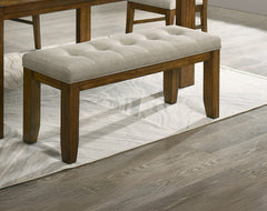 1pc Tailored Bench Tufted Upholstered Soft Neutral Fabric Luxurious Comfort Modern Wooden Dining Room Furniture