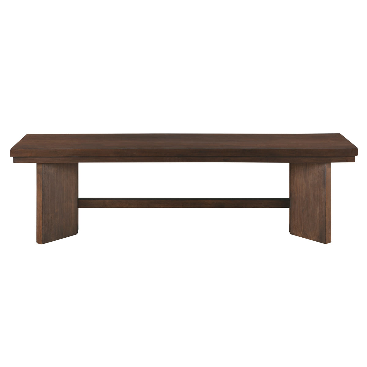 Walnut Finish Wood Bench 1pc V-Angled Design Base Dining Bench Modern Furniture