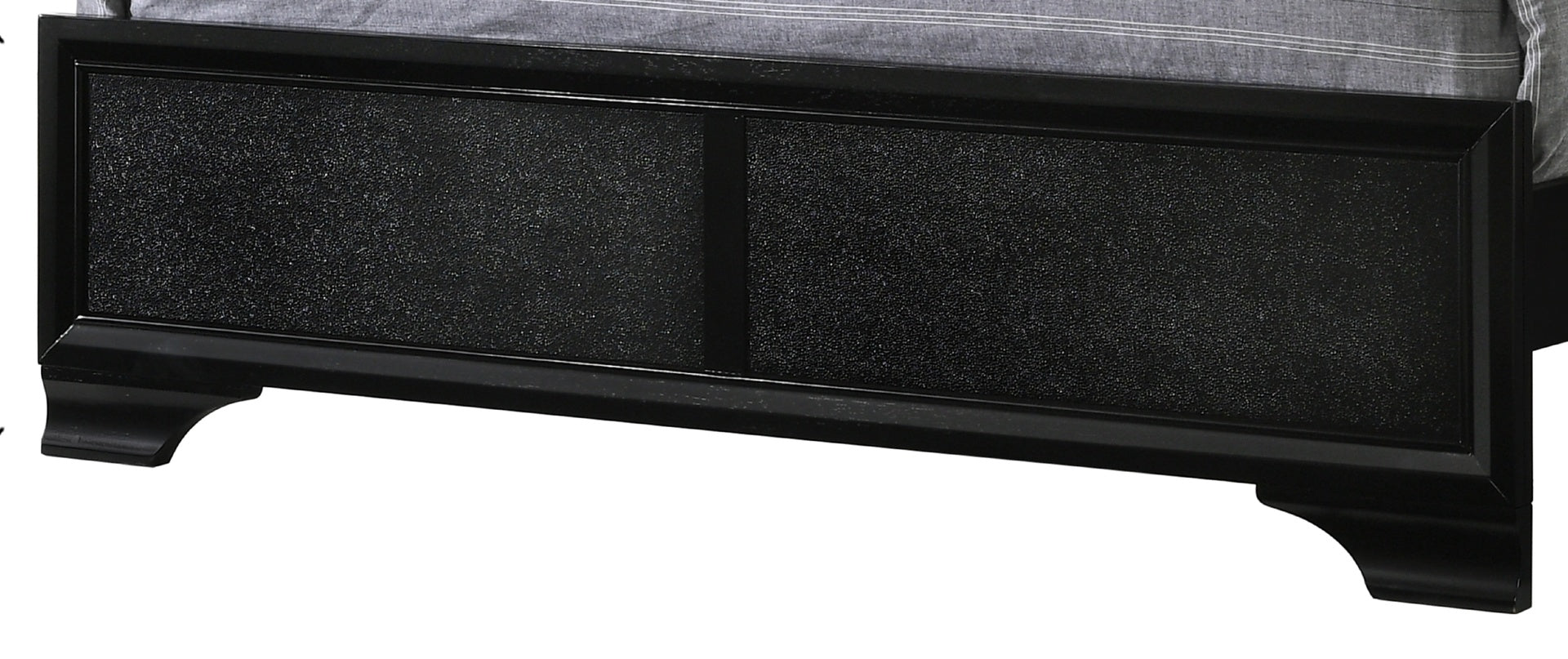 Modern Black Finish Upholstered 1pc King Size LED Panel Bed Faux Diamond Tufted Bedroom Furniture