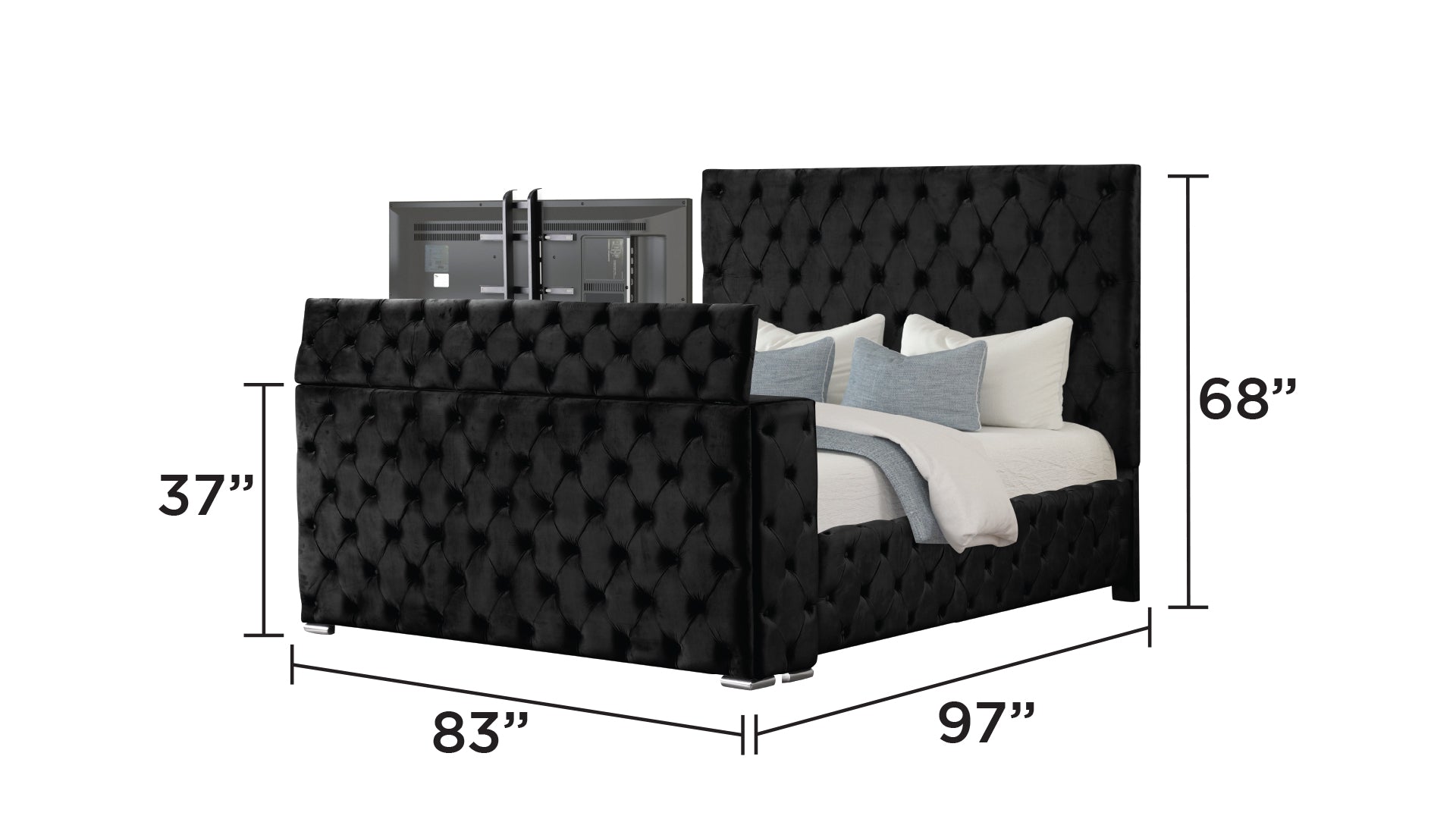 Encore Modern Style Tufted and Upholstered King Bed made with wood in Black(CALIFORNIA Warehouse Inventory)