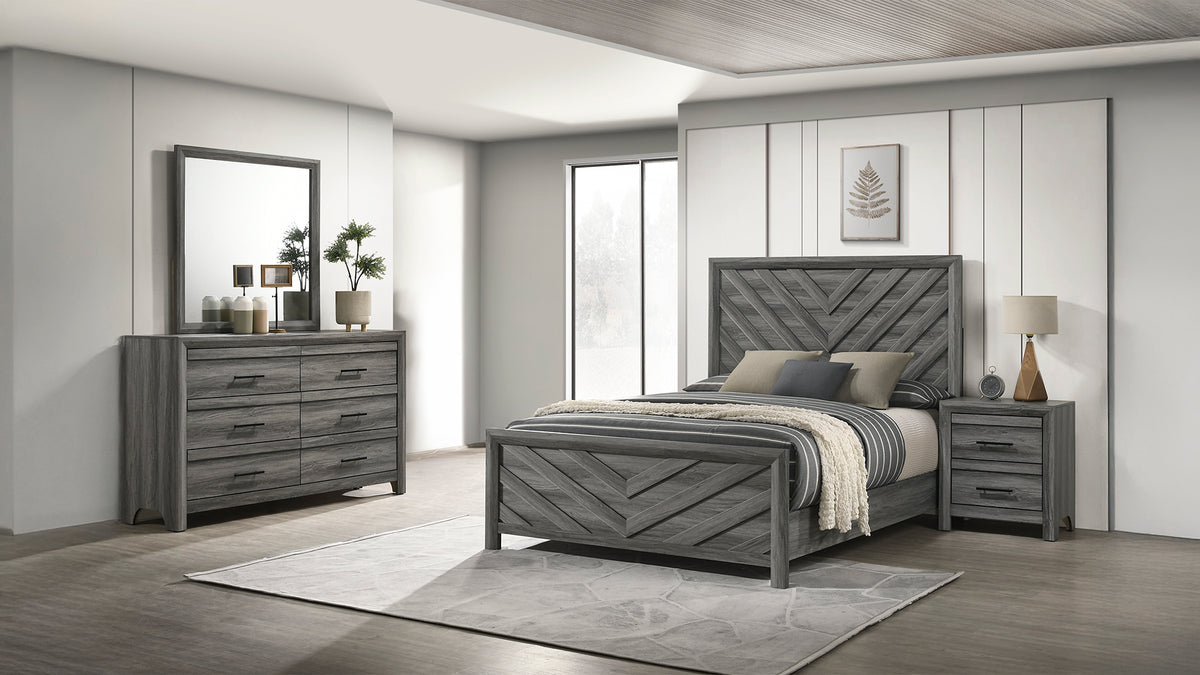 Denver Modern Style 4 Pc King Bedroom Set Made with Wood in Gray (NJ INVENTORY)