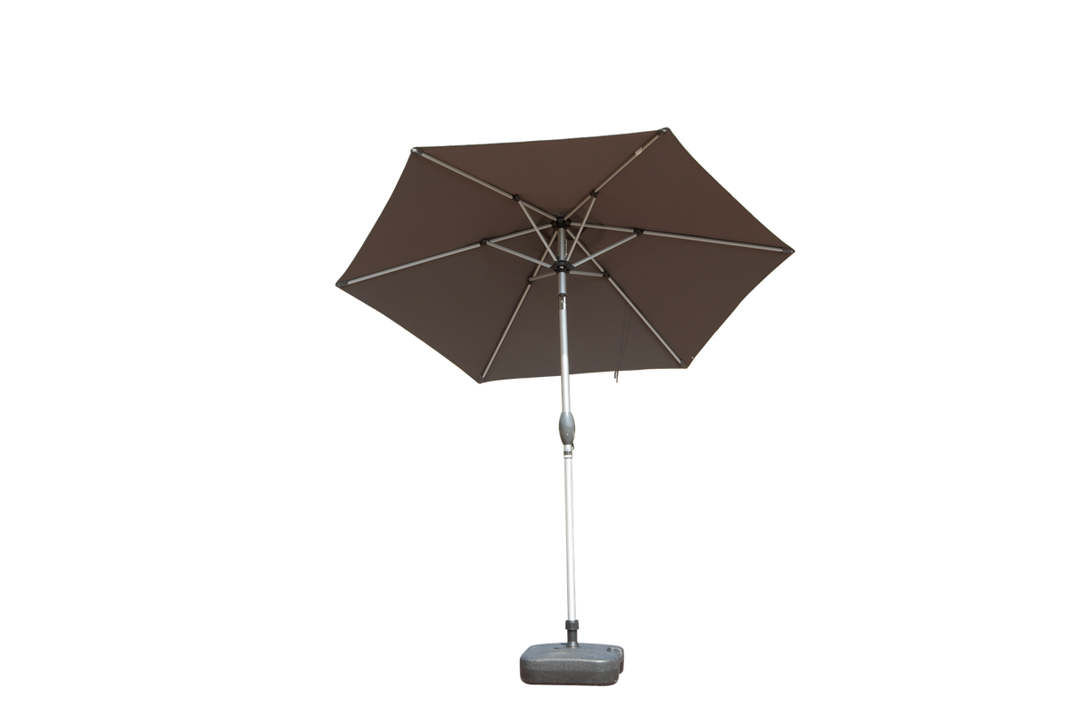 7.5FT Patio Umbrella, Outdoor Table Umbrella with Push Button Tilt and Crank, UV Protection Waterproof Market Sun Umbrella with 6 Sturdy Ribs for Garden, Deck, Backyard, Pool (Gray)
