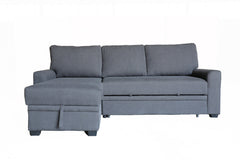 Nicolo 90.5"W Gray Flannel Fabric Sleeper Sectional with Left-Facing Storage Chaise