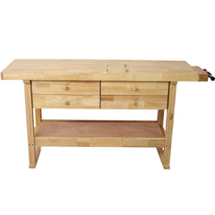 60in Workbench with 4 Drawers Wooden Workbench for Garage Workshop and Home, with Bar Clamps Set 20 inch x 4-3/4 inch Throat,Pack of 2