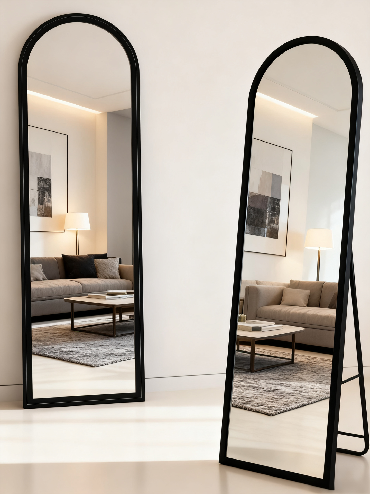 Full Length Mirror 63"x 20" Floor Mirror, Free Standing Full Body Mirror, Wall Mounted Hanging or Leaning Mirror with Stand for Bedroom, Living Room, Cloakroom