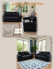 FX-P20M-2S-PUBK (2.5S SOFA)78.74INCH Black Faux Leather Compact Sofa with Hidden Storage, 2-Seater Loveseat Space-Saving Couch for Small Apartment and Studio Living