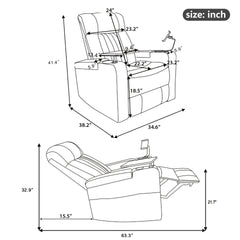 270° Power Swivel Recliner,Home Theater Seating With Hidden Arm Storage and  LED Light Strip,Cup Holder,360° Swivel Tray Table,and Cell Phone Holder,Soft Living Room Chair ,Grey