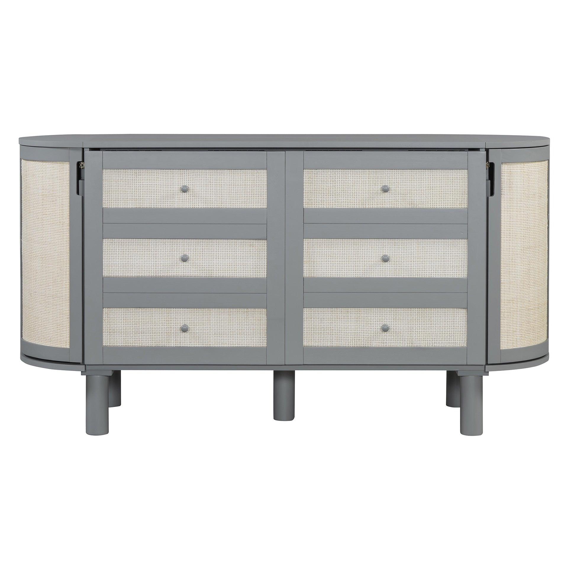 Full Murphy Bed with Hidden Storage & Modern Woven Design,Gray