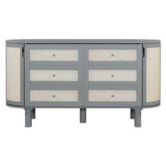 Full Murphy Bed with Hidden Storage & Modern Woven Design,Gray
