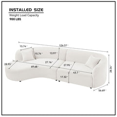 Luxury Modern Style Living Room Upholstery Curved Sofa with Chaise 2-Piece Set, Left Hand Facing Sectional,  Boucle Couch, White(Same Sku:W876S00101)
