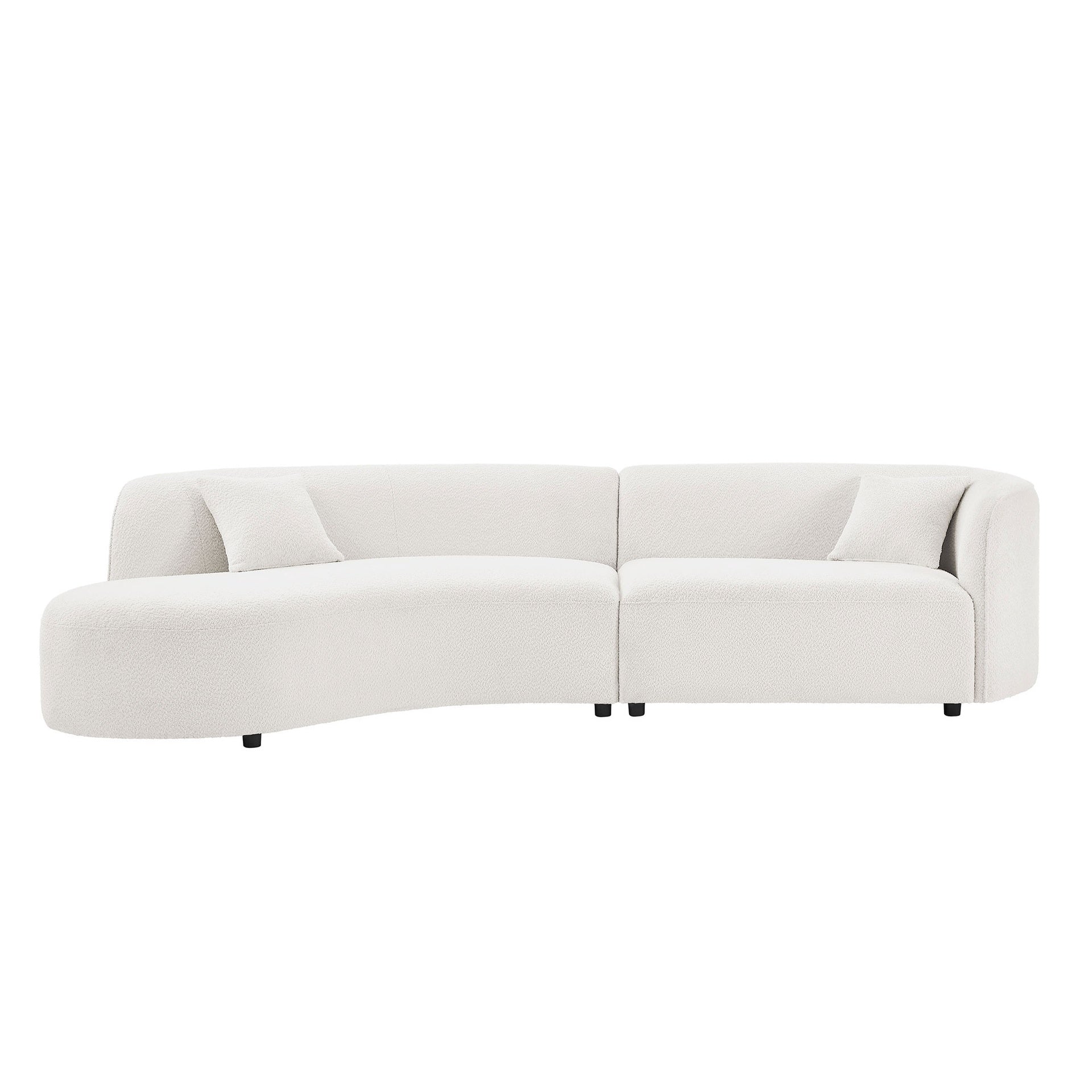 Luxury Modern Style Living Room Upholstery Curved Sofa with Chaise 2-Piece Set, Left Hand Facing Sectional,  Boucle Couch, White(Same Sku:W876S00101)