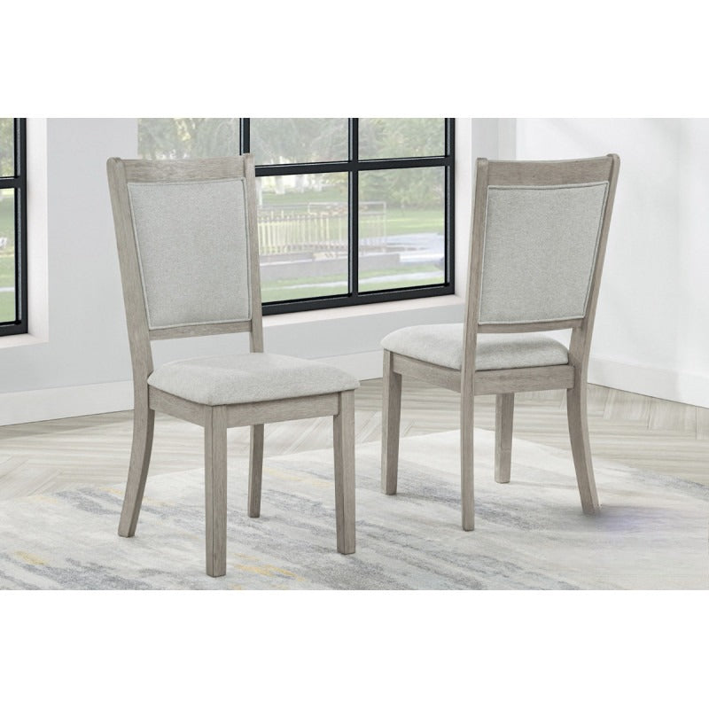 Farmhouse Style 5pc Round Dining Set, 42" Wood Round Dining Table and 4 Upholstered Side Chair, Gray