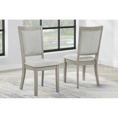 Farmhouse Style 5pc Round Dining Set, 42" Wood Round Dining Table and 4 Upholstered Side Chair, Gray
