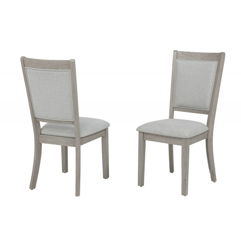 Farmhouse Style 5pc Round Dining Set, 42" Wood Round Dining Table and 4 Upholstered Side Chair, Gray