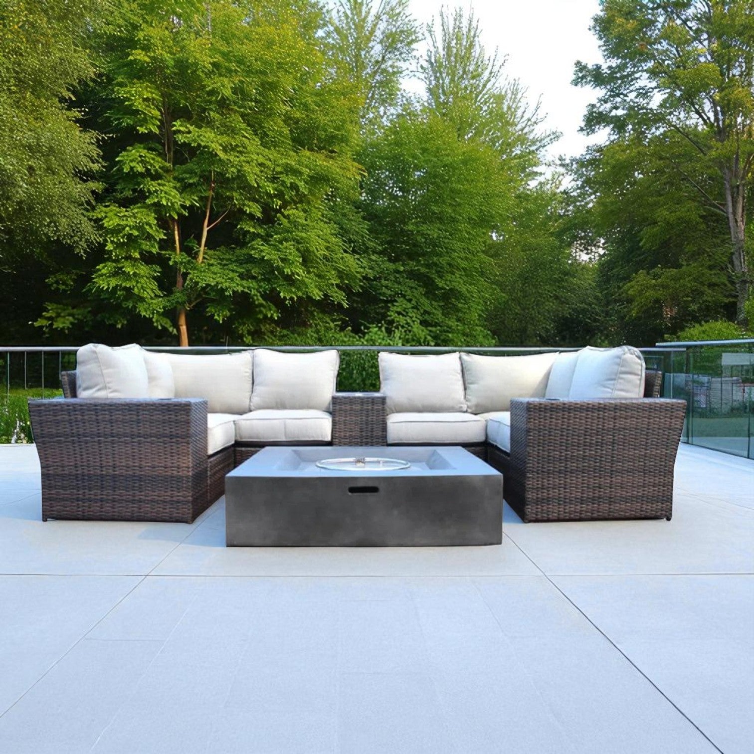 Fully Assembled 4-Person HDPE Wicker Patio Seating Set with Cushions