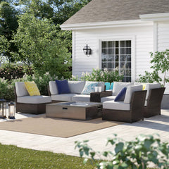 Pre-Assembled 6-Person Patio Seating Set with Cushions  Durable HDPE Wicker