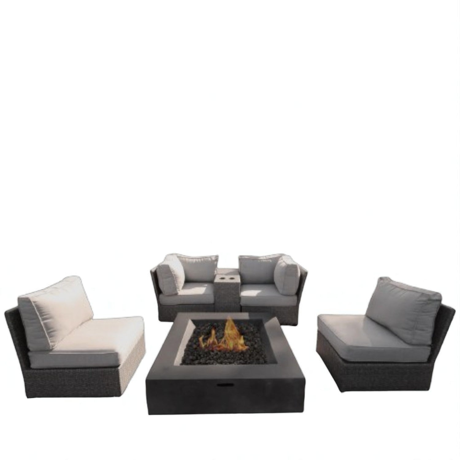 Fully Assembled Wicker Patio Conversation Set with Cushions, Seats 4