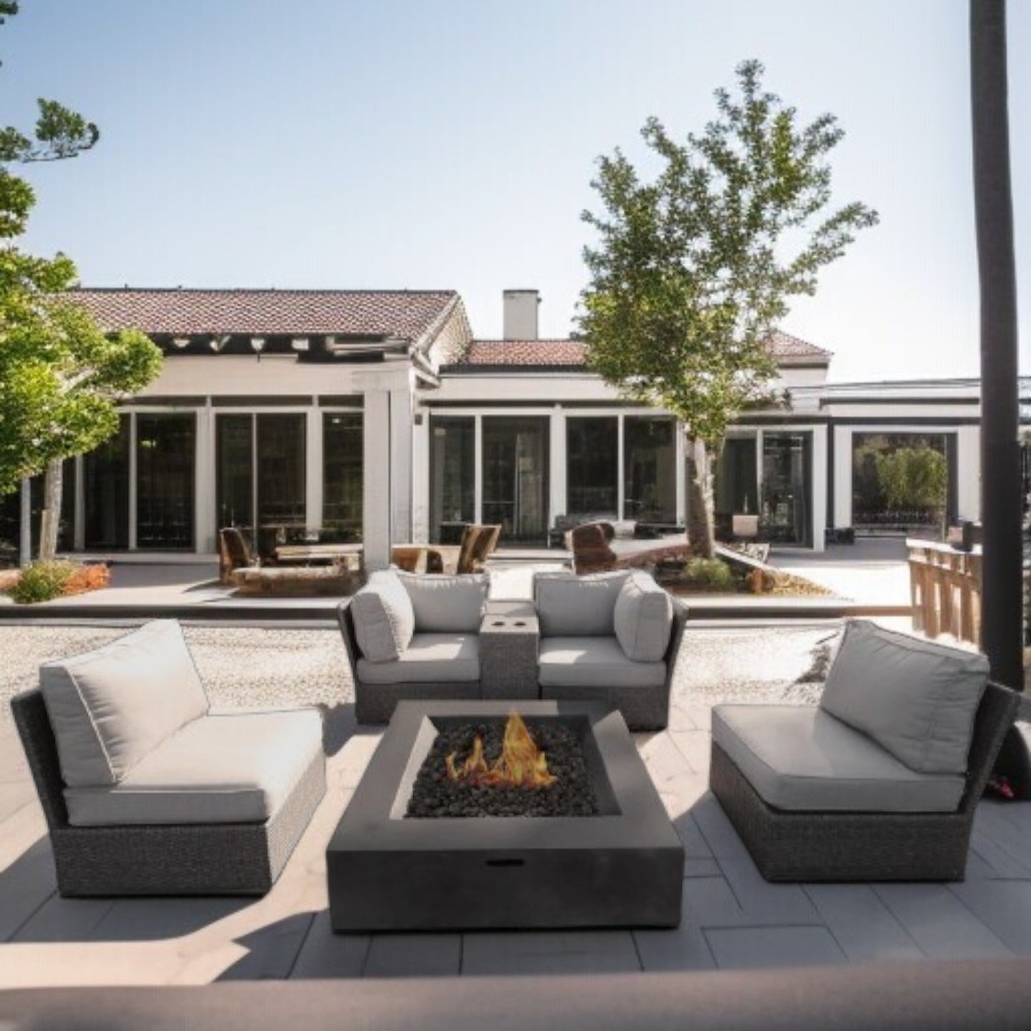 Fully Assembled Wicker Patio Conversation Set with Cushions, Seats 4