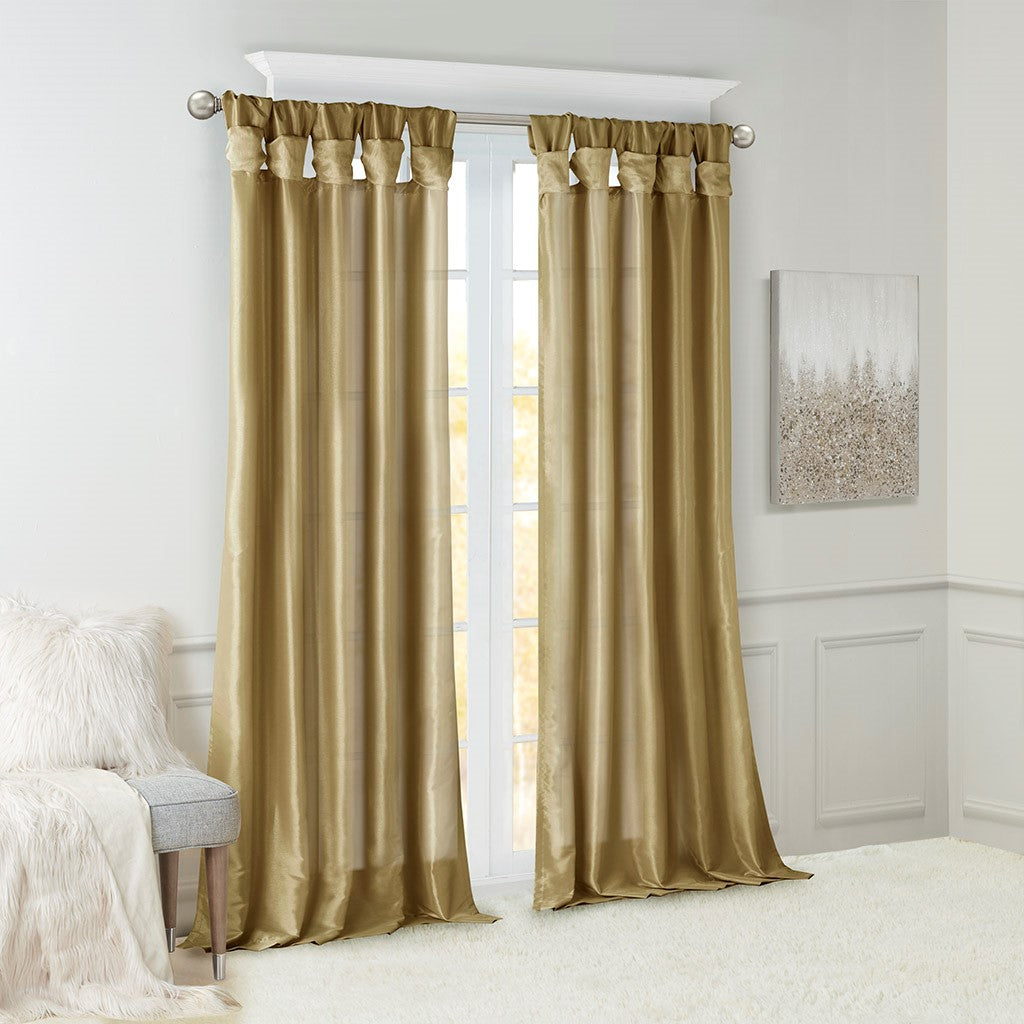 Twist Tab Lined Window Curtain Panel Bronze 50x120"