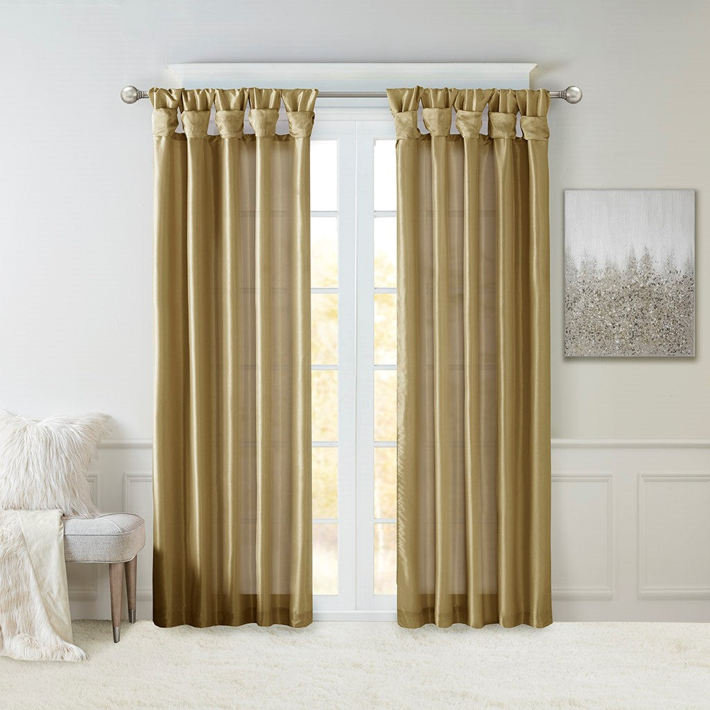 Twist Tab Lined Window Curtain Panel Bronze 50x120"