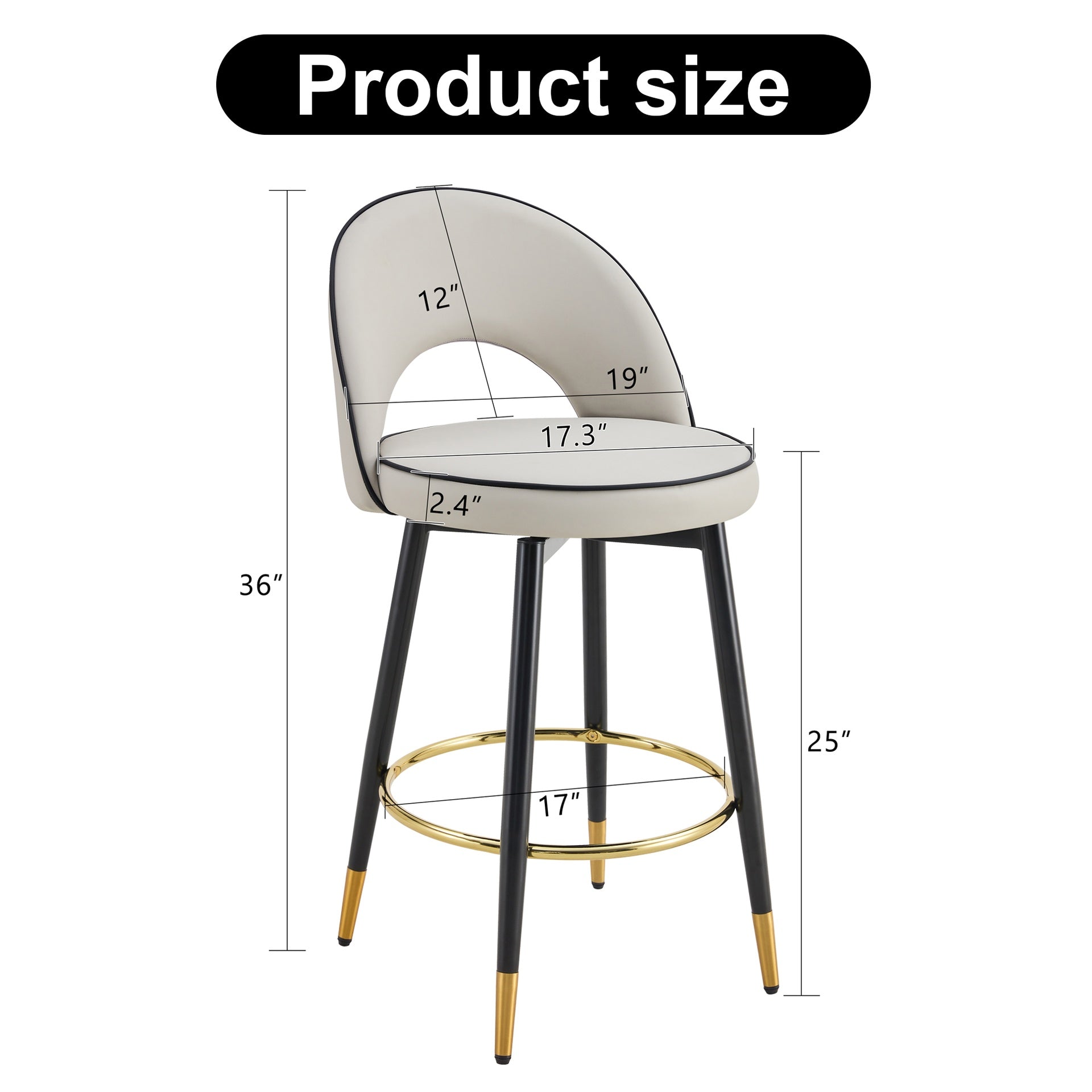 360 ° rotatable bar chair.Modern PU comfortable upholstered bar chair with smooth and beautiful black metal legs for dining room, kitchen, terrace and guest office chair.Set Of
2.W1151P153940