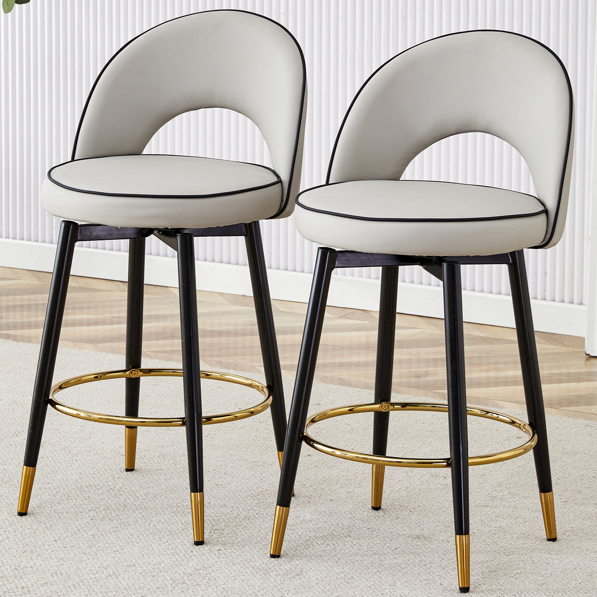 360 ° rotatable bar chair.Modern PU comfortable upholstered bar chair with smooth and beautiful black metal legs for dining room, kitchen, terrace and guest office chair.Set Of
2.W1151P153940