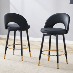 360 ° rotatable bar chair.Modern PU comfortable upholstered bar chair with smooth and beautiful black metal legs for dining room, kitchen, terrace and guest office chair.Set Of 2.W1151P153939